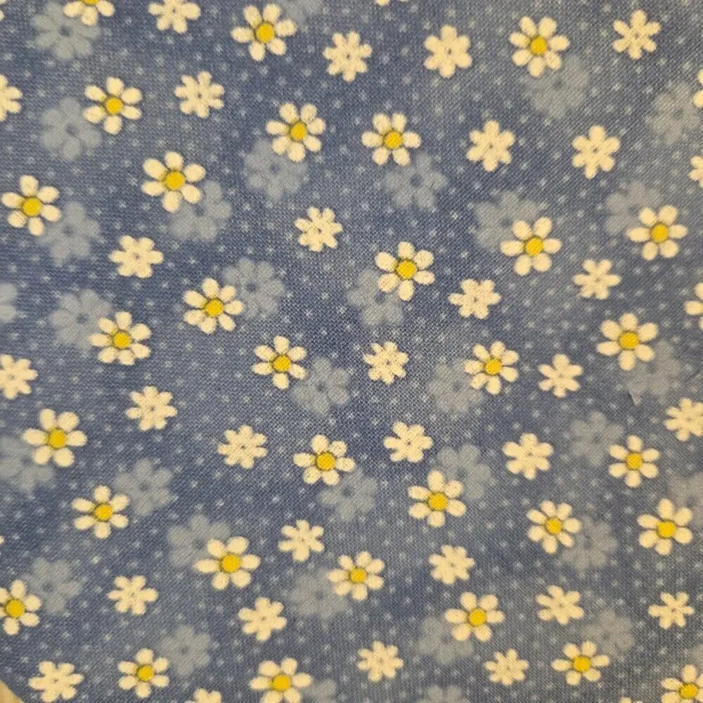 Handmade Medium Blue Daisy Print Bandana Tie-Neck Pet Scarf
